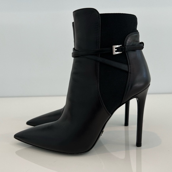 PRADA CALZATURE DONNA BLACK LEATHER BOOTS SIZE IT 37.5 / US 7.5 - Picture 6 of 17